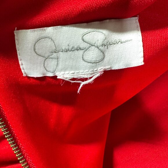 Jessica Simpson Red Black Fit & Flare Sleeveless Dress Keyhole Back M - Picture 5 of 11